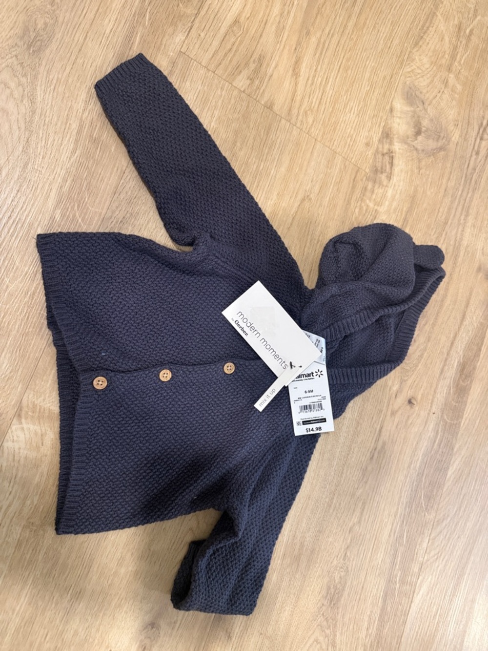 Gerber Navy Hooded Knit Baby Cardigan